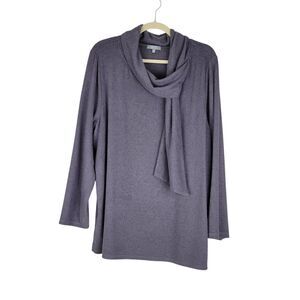 Habitat Knit Tunic Top Cowl Tie Neck Iron Gray Long Sleeve Womens size XL